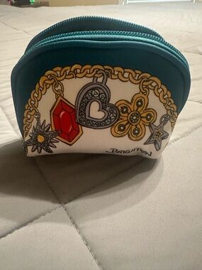 Brighton Teal and White Charm Print Cosmetic Pouch